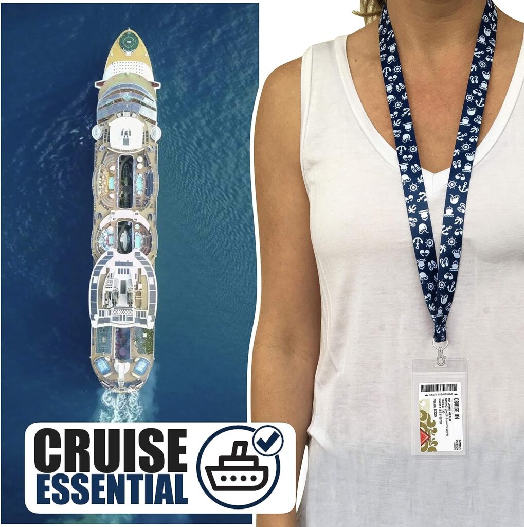 Cruise Lanyard [2-Pack] Lanyards with ID Holder for Cruise Ship Key Cards (Blue Nautical) - Essentials Must Have Accessories by Cruise On