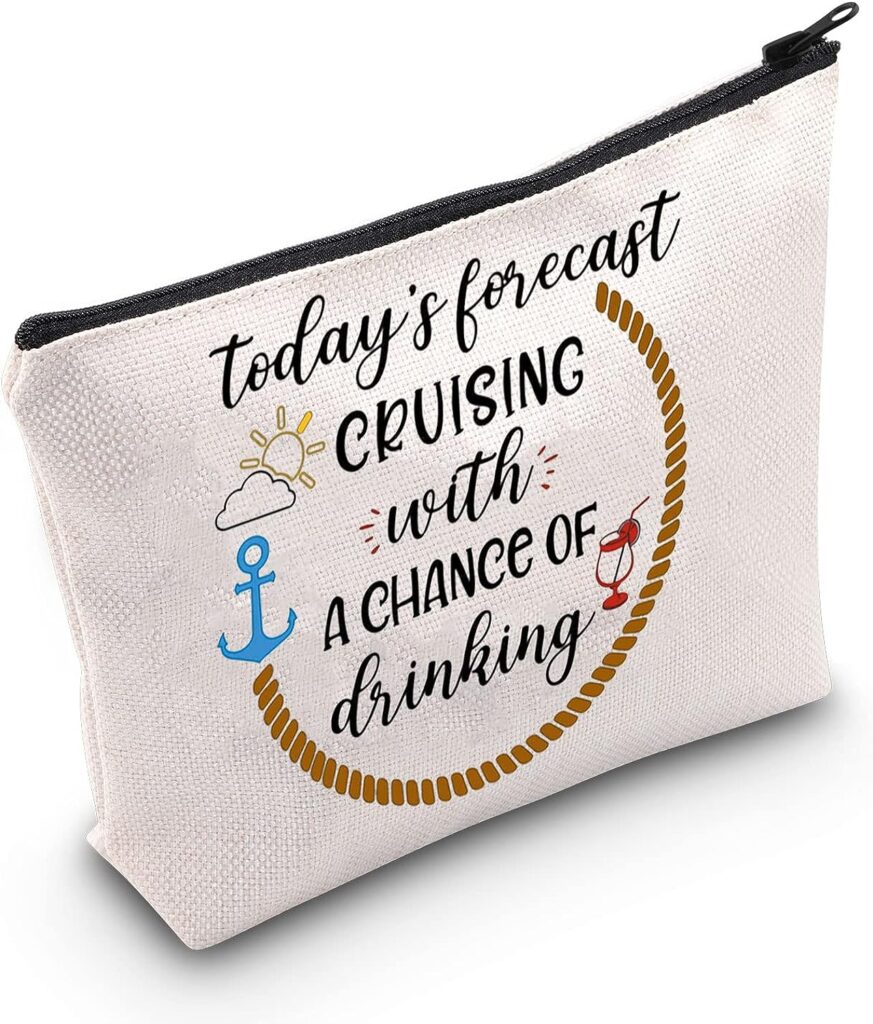 POFULL Cruise Themed Gift Cruise Boat Cocktails Friends Groups Cruise Cosmetic Bag Girls Weekend Gift (forecast Cruising)