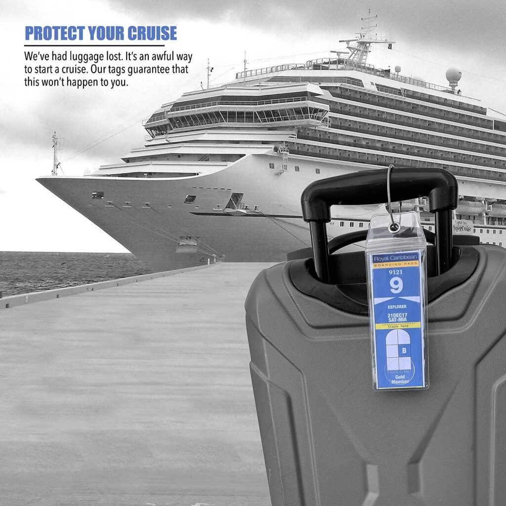 Royal Caribbean Luggage Tag Holders by Cruise On [4 Pack] Fits All Royal Caribbean Ships Tags for Cruises in 2023 2024