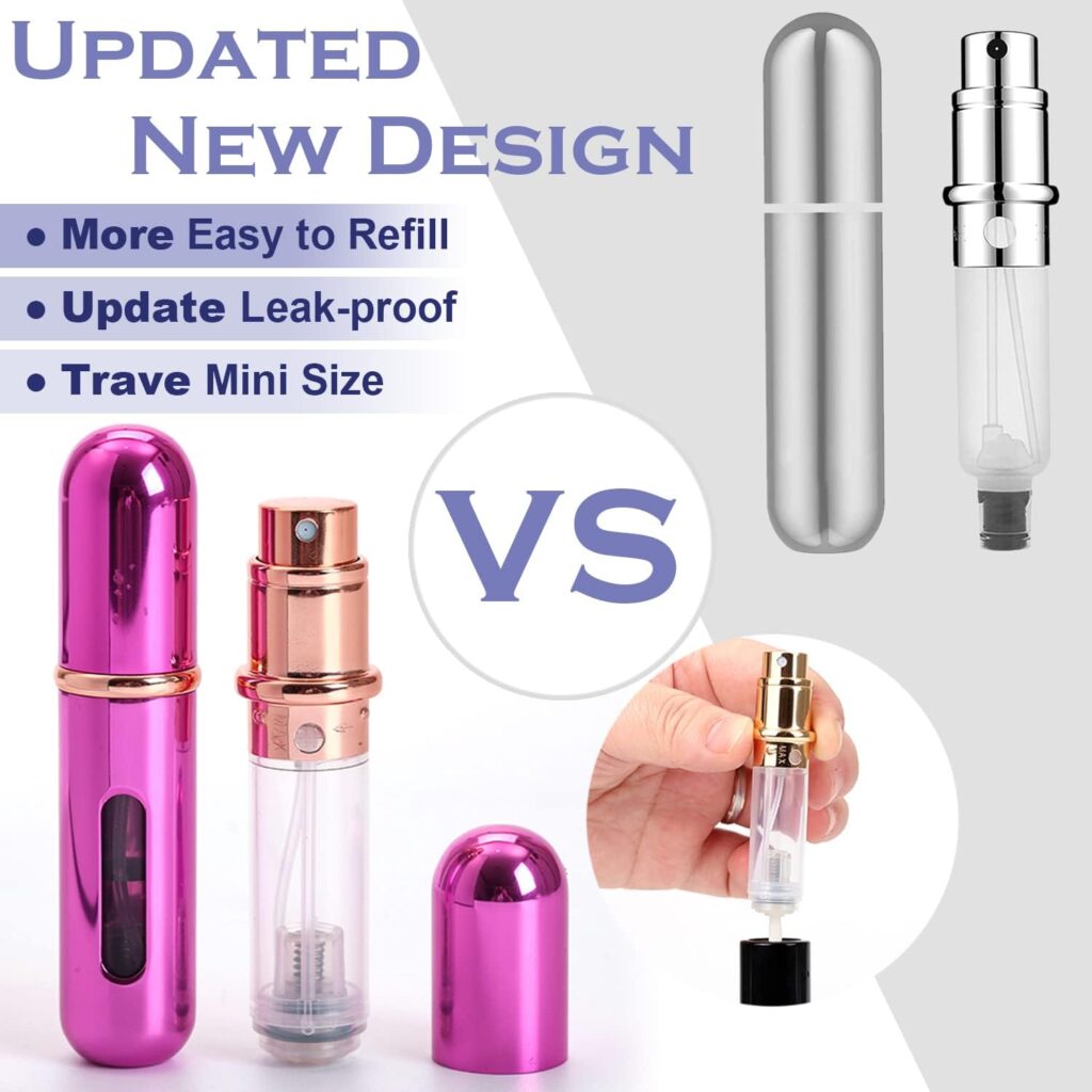 Travel Mini perfume Refillable Atomizer Container, Portable , Travel Size , Scent Pump Case, Fragrance Empty spray bottle for Traveling and Outgoing 5ml (2Pcs)