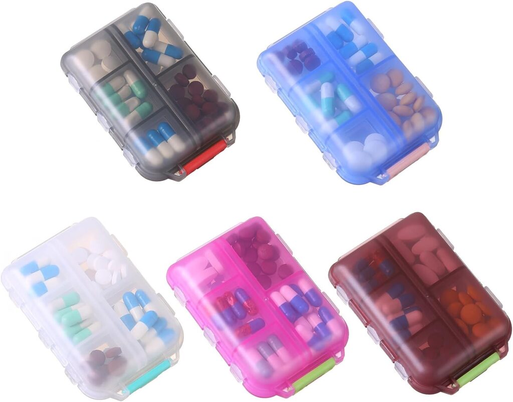 Zuihug 1Pack Travel Pill Organizer - 10 Compartments Pill Case, Compact and Portable Pill Box, Perfect for On-The-Go Storage, Pill Holder for Purse Gray