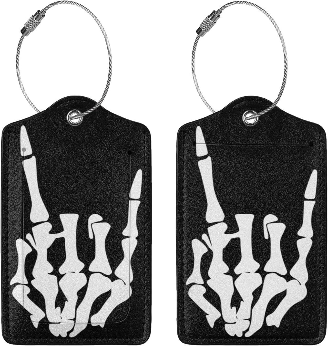 2 Pcs Skull Luggage Tags for Suitcases, Funny Halloween Luggage Tag, Skeleton Hand Decor, Christmas Birthday Gifts for Women Men Uncle Auntie Brother Sister Grandpa Grandma Cruise Ships