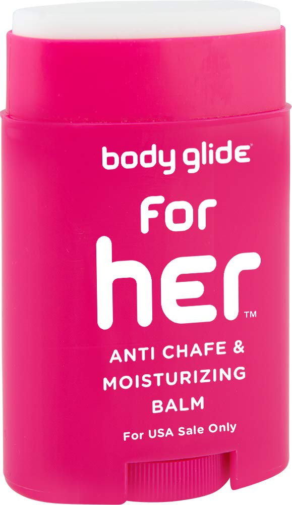 Body Glide For Her Anti Chafe Balm: anti chafing stick with added emollients. Prevent rubbing leading to chafing, raw skin,  irritation. Use for arm, chest, bra, butt, groin,  thigh chafing: 1.5oz