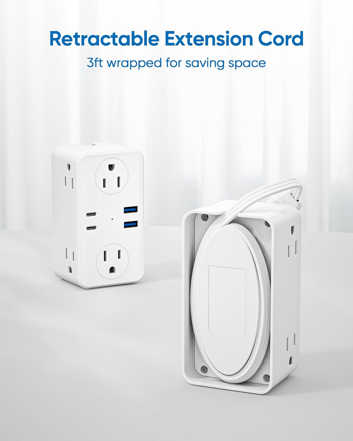 Cruise Approved Power Strip, Foldable Plug Outlet Extender with 4 Outlets 4 USB Ports(2 USB C), Non Surge Protector for Cruise Ship Travel Essentials