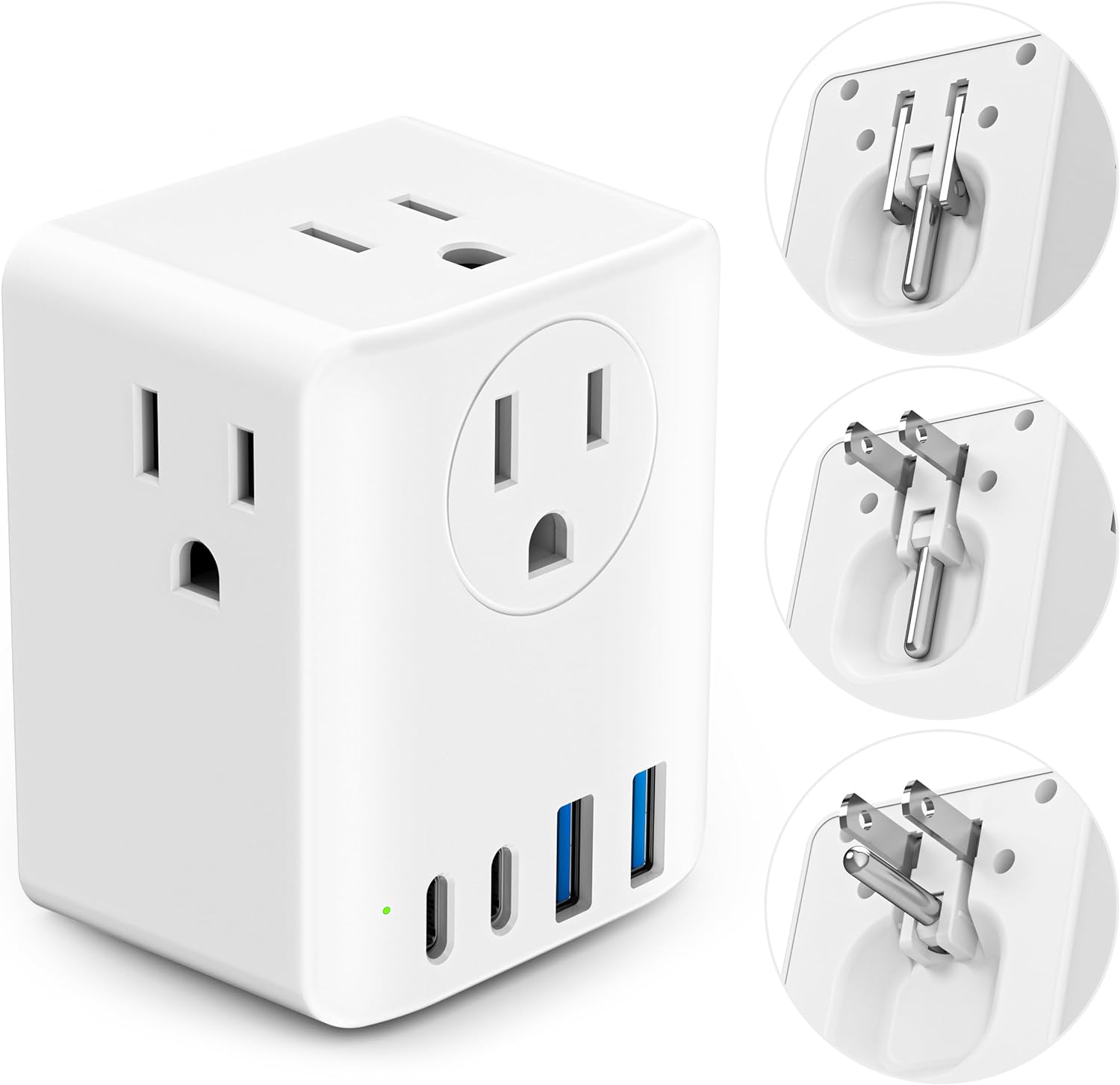 Cruise Approved Power Strip, Foldable Plug Outlet Extender with 4 Outlets 4 USB Ports(2 USB C), Non Surge Protector for Cruise Ship Travel Essentials