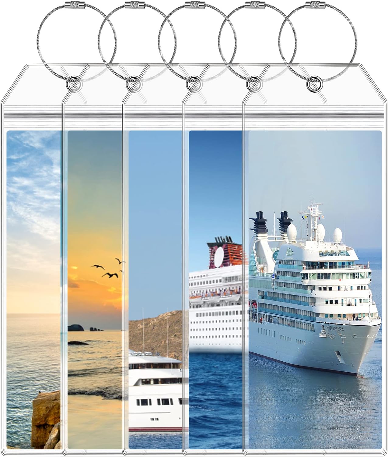 Luggage Tag for Cruise Ship Essentials 6 Pack for NCL Princess Carnival Cruise Luggage Tags by seavilia(Wide 6 Pack)